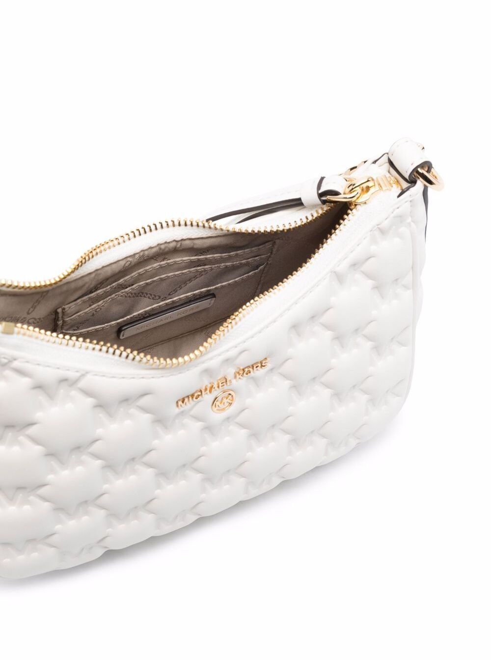 M Michael Kors Womans Jet Set Charme White Quilted Leather Shoulder Bag Polyurethane Polyester Crossbody