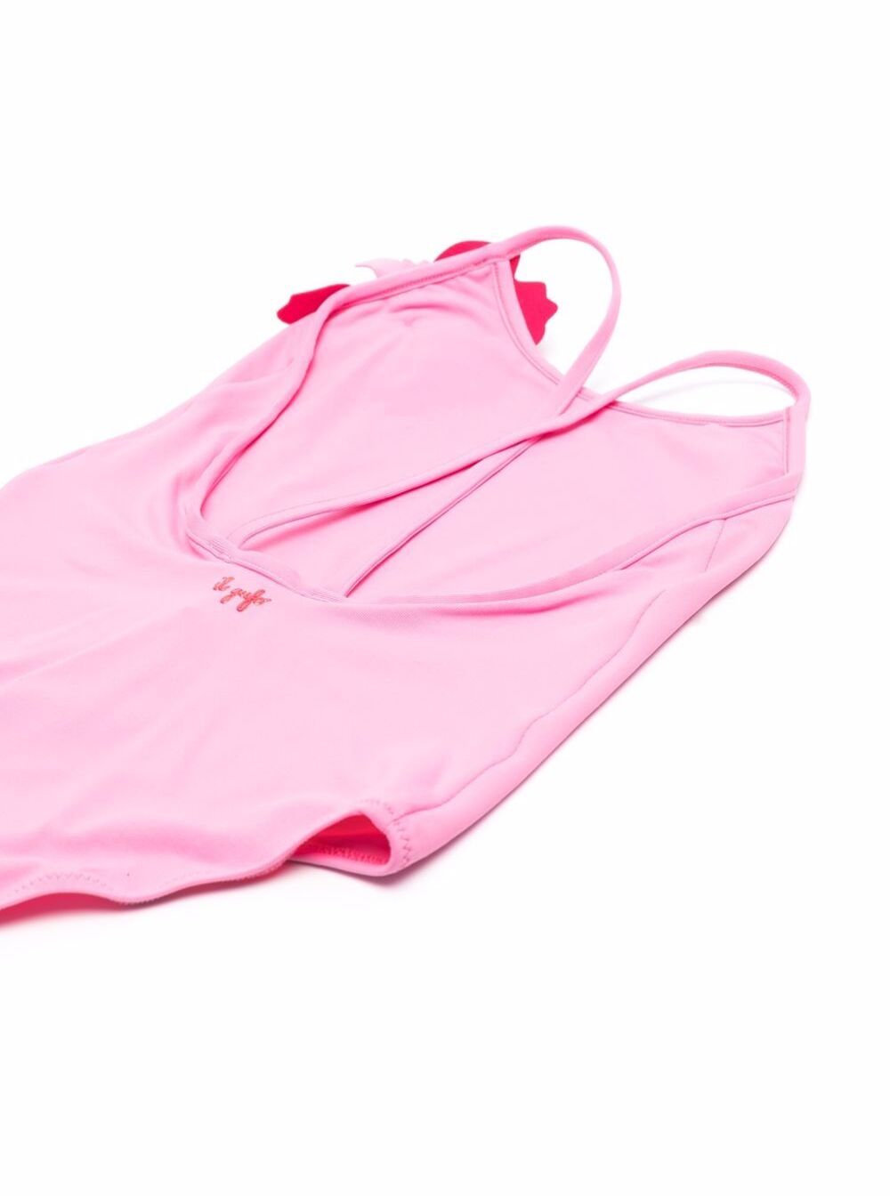 Il Gufo Kids Girls One-Piece Pink Swimsuit With Flower Detail Polyamide Elastane Beachwear