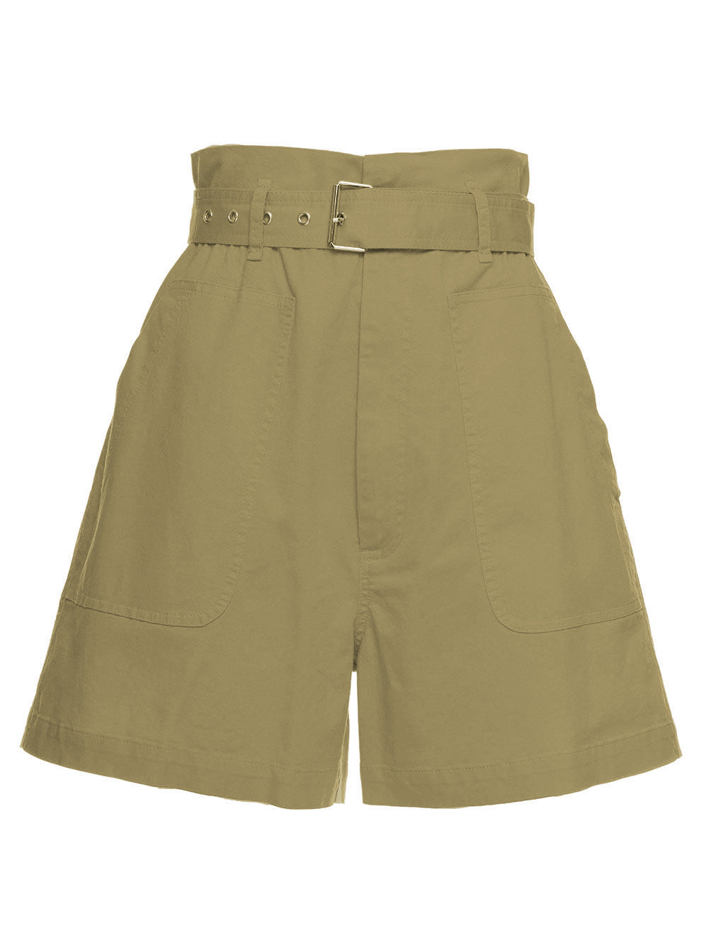 Grifoni Womans High Waisted Cotton Green Shorts Elastane And Bermuda