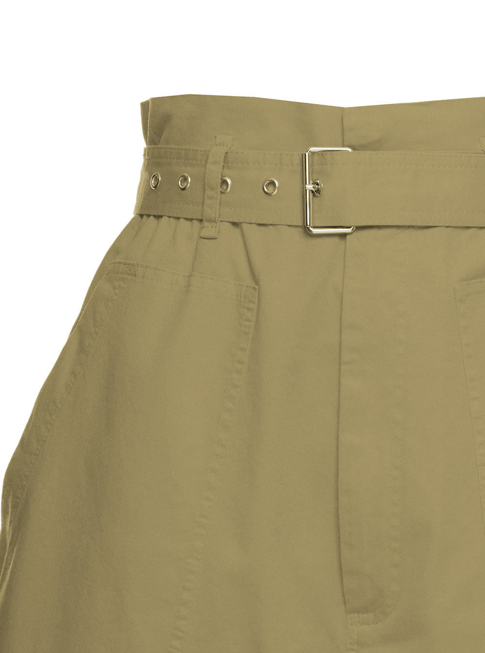 Grifoni Womans High Waisted Cotton Green Shorts Elastane And Bermuda