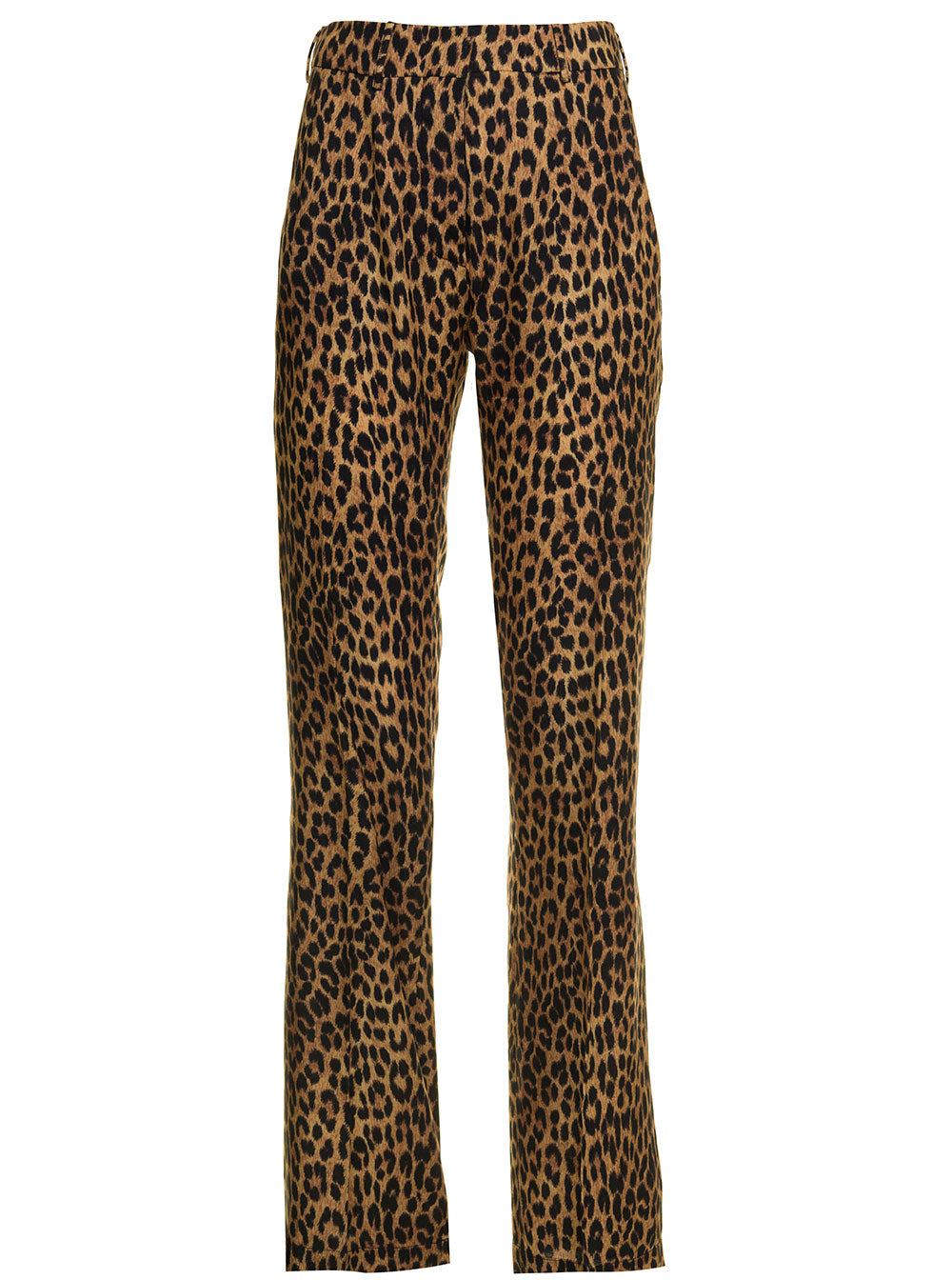 Laneus Womans Viscose Animalier Printed Pants Brown Trousers