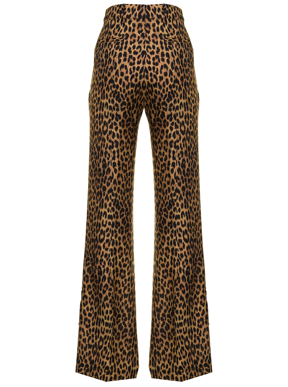 Laneus Womans Viscose Animalier Printed Pants Brown Trousers