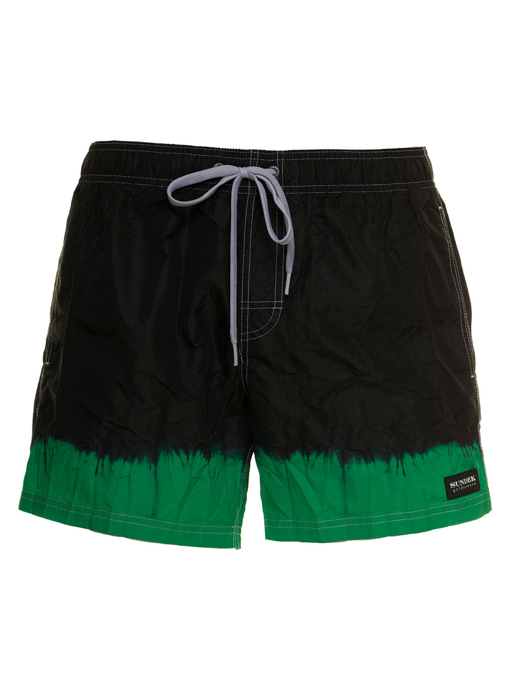 Sundek Mens Bicolor Tie Dye Nylon Beach Shorts Black Polyamide Beachwear
