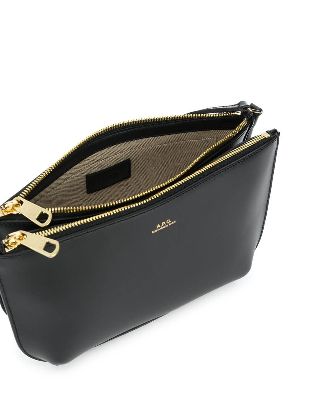 A.p.c. Womans Sarah Black Leather Crossbody Bag Cow