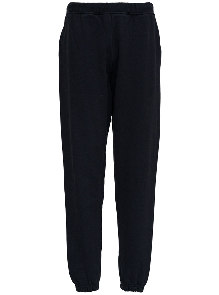 Black Jersey Joggers With Logo Cotton Trousers