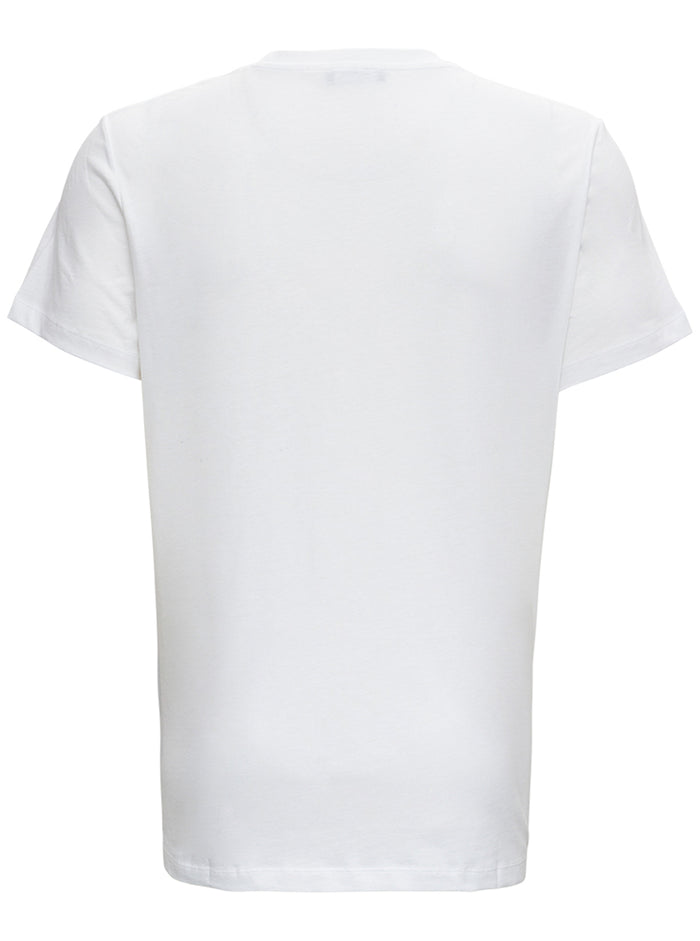 Cotton T-Shirt With Laminated Logo Print White Tshirts And Polo Shirts