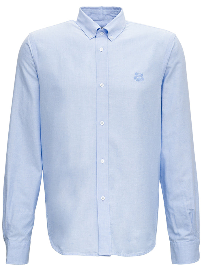 Light Blue Cotton Shirt With Logo Blu And Blouses