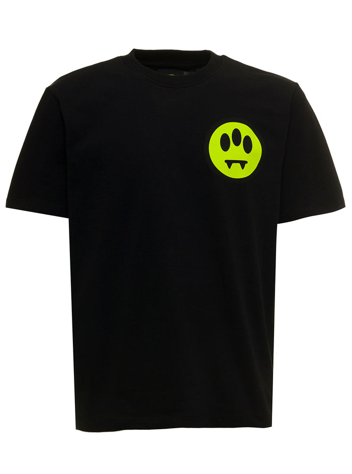 Black Cotton T-Shirt With Logo Print Tshirts And Polo Shirts