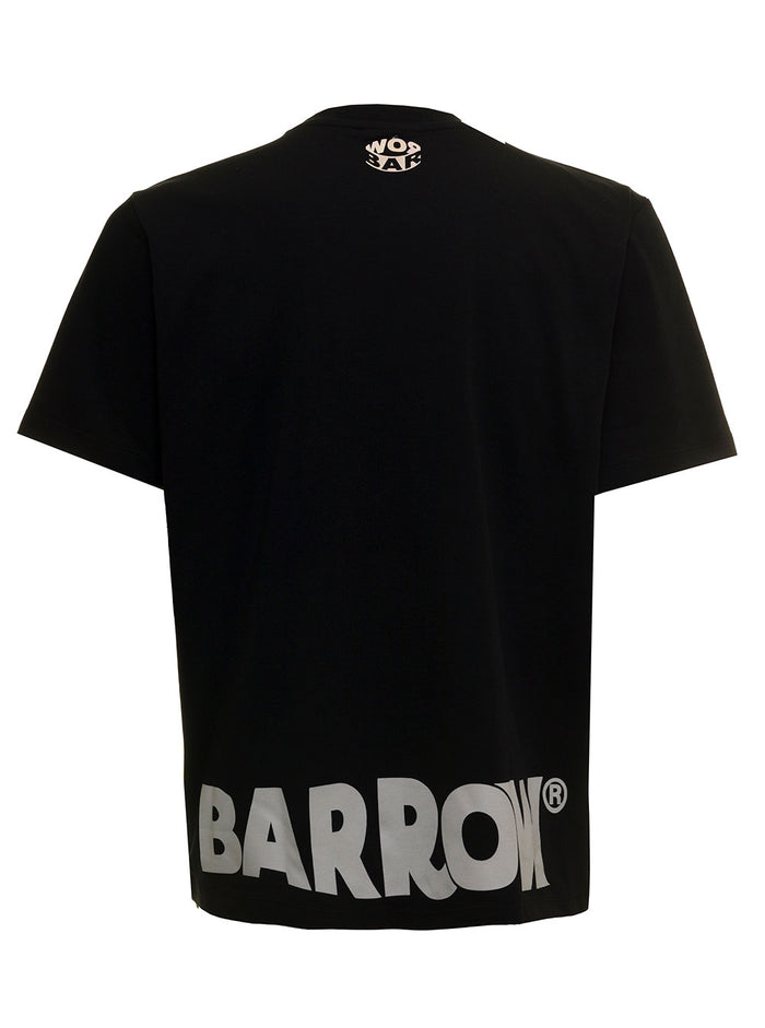 Black Cotton T-Shirt With Logo Print Tshirts And Polo Shirts