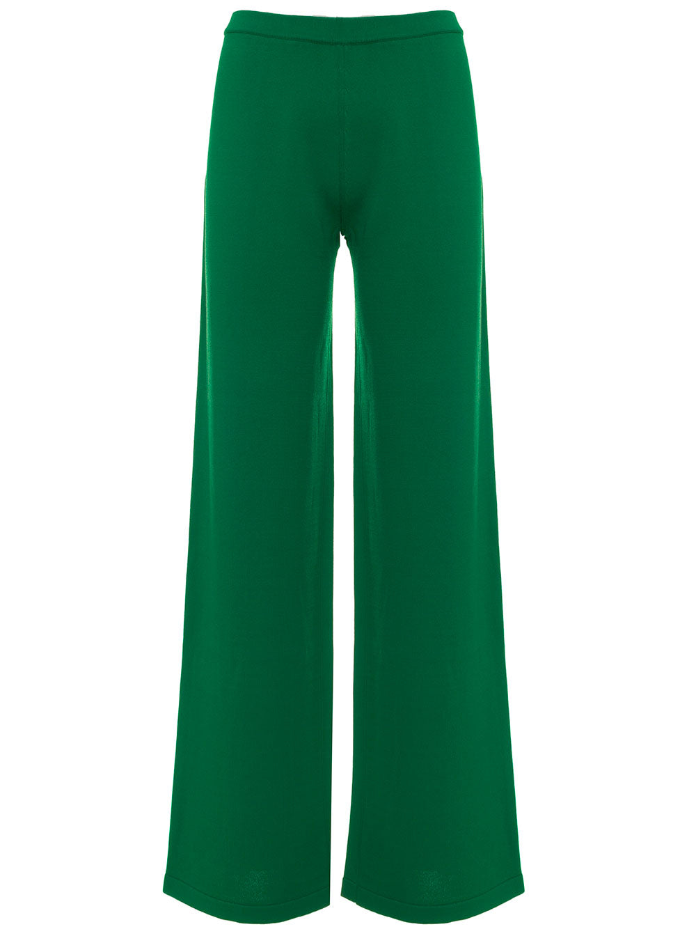 Federica Tosi Womans Green Viscose Blend Wide Leg Trousers Polyamide