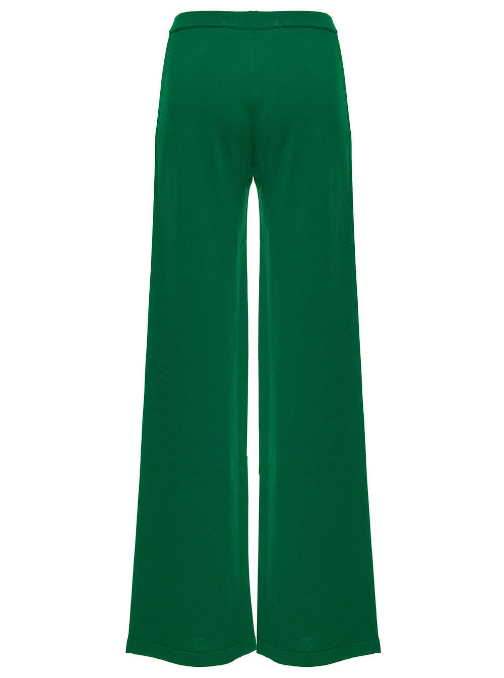 Federica Tosi Womans Green Viscose Blend Wide Leg Trousers Polyamide