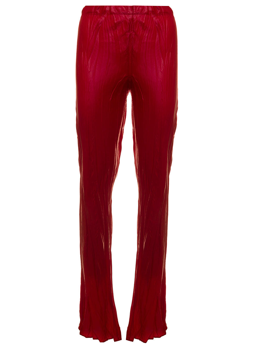 Philosophy Di Lorenzo Serafini Womans Red Wrinkled Satintrousers Polyester Trousers