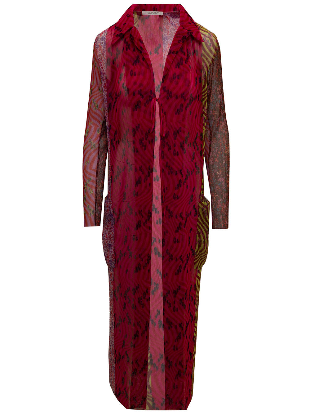Philosophy Di Lorenzo Serafini Womans Extra Long Multicolor Satin Shirt Polyester And Blouses