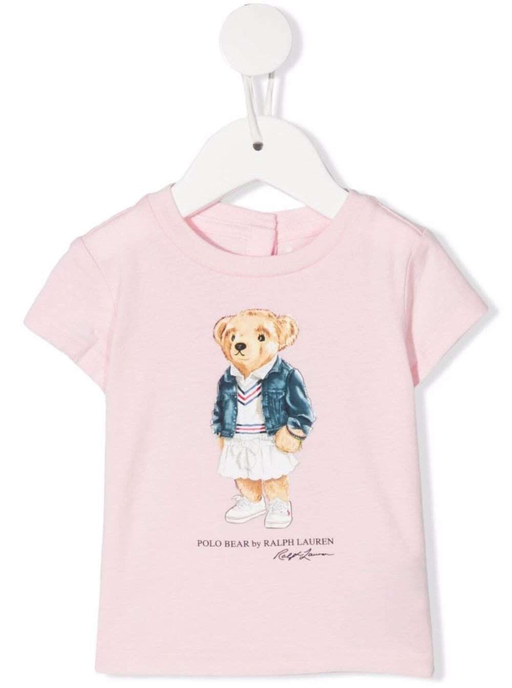 Polo Ralph Lauren Kids Baby Girls Pink Cotton T-Shirt With Logo Print Tshirts And Shirts
