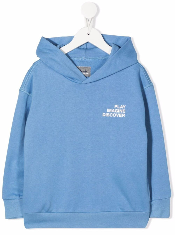 Il Gufo Kids Boys Light Blue Cotton Hoodie With Print Sweatshirts