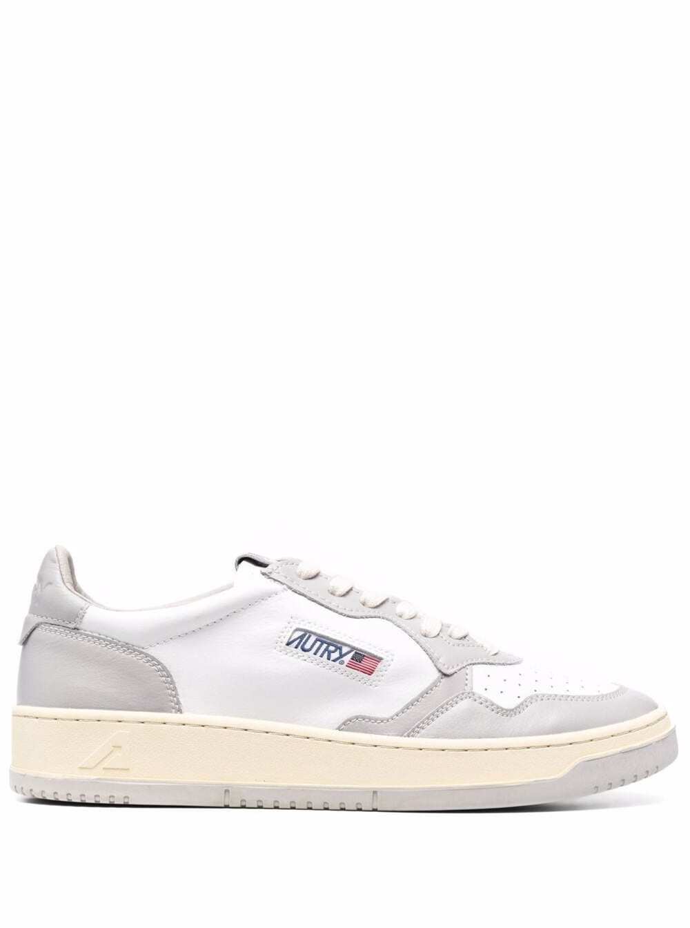 Autry Mans Low Top Bicolor Leather Sneakers Grey Cow