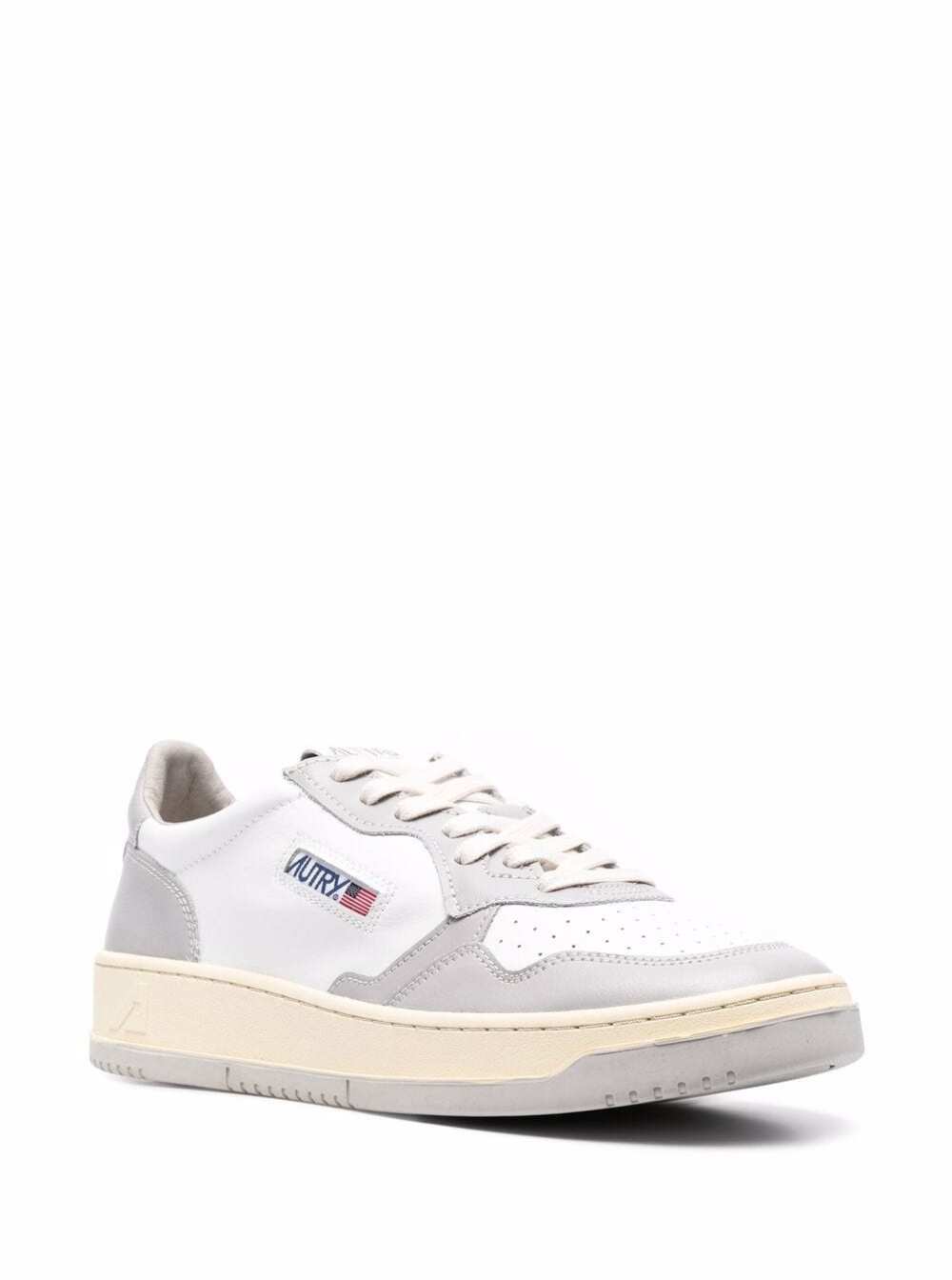 Autry Mans Low Top Bicolor Leather Sneakers Grey Cow
