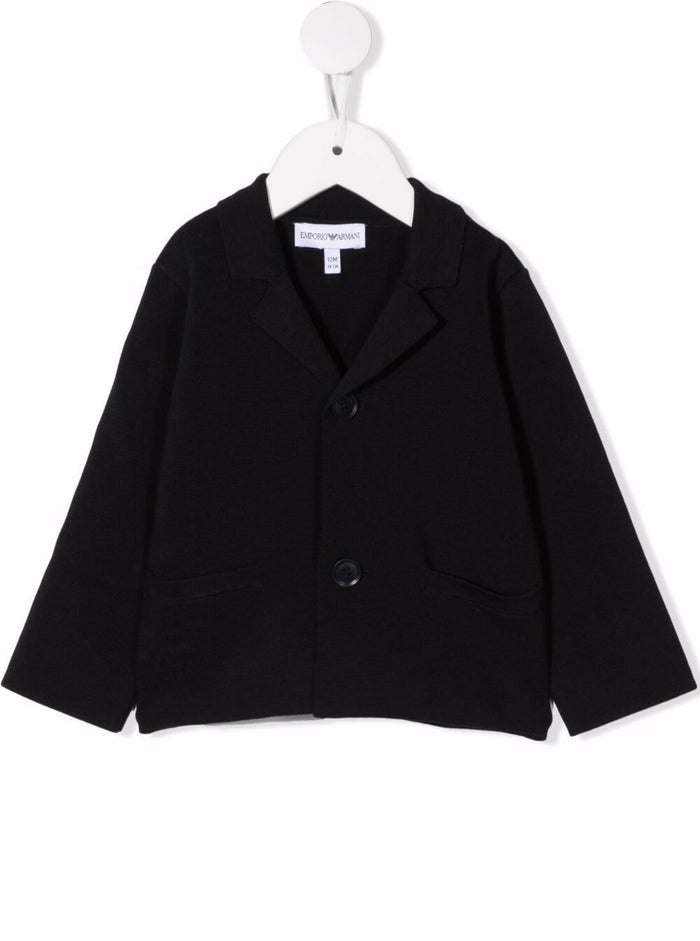 Emporio Armani Kids Baby Boys Blue Cotton Single-Breasted Jacket Blu Polyamide Elastane Blazers