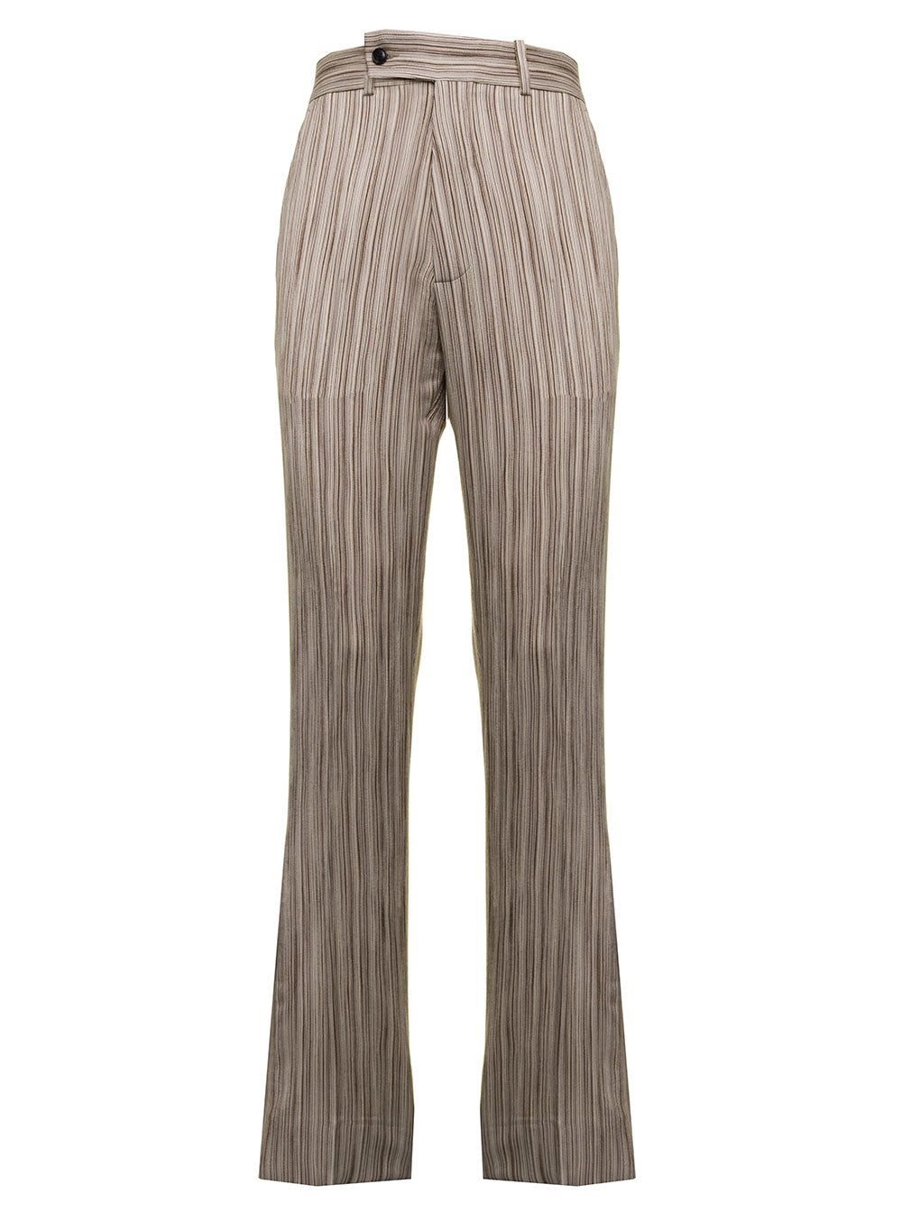 Amiri Mens Beige Striped Flare Trousers Viscose Silk