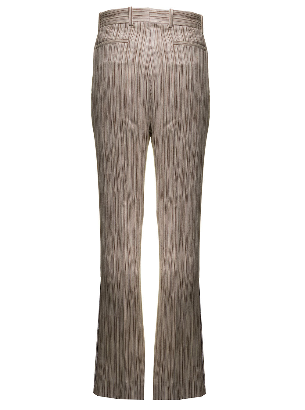 Amiri Mens Beige Striped Flare Trousers Viscose Silk