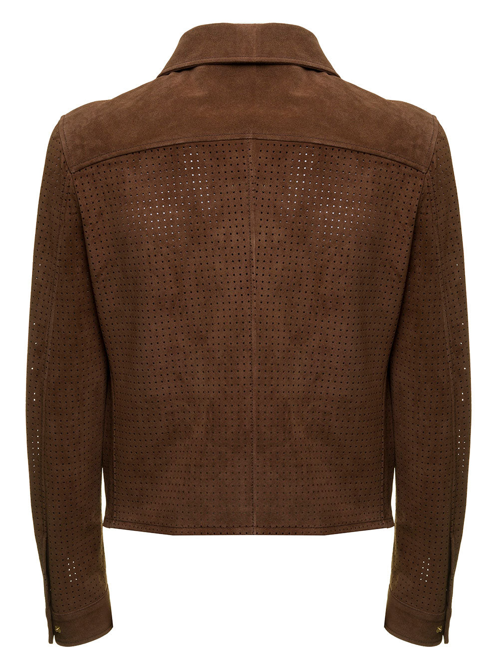 Amiri Mans Brown Suede Leather Jacket Bovine