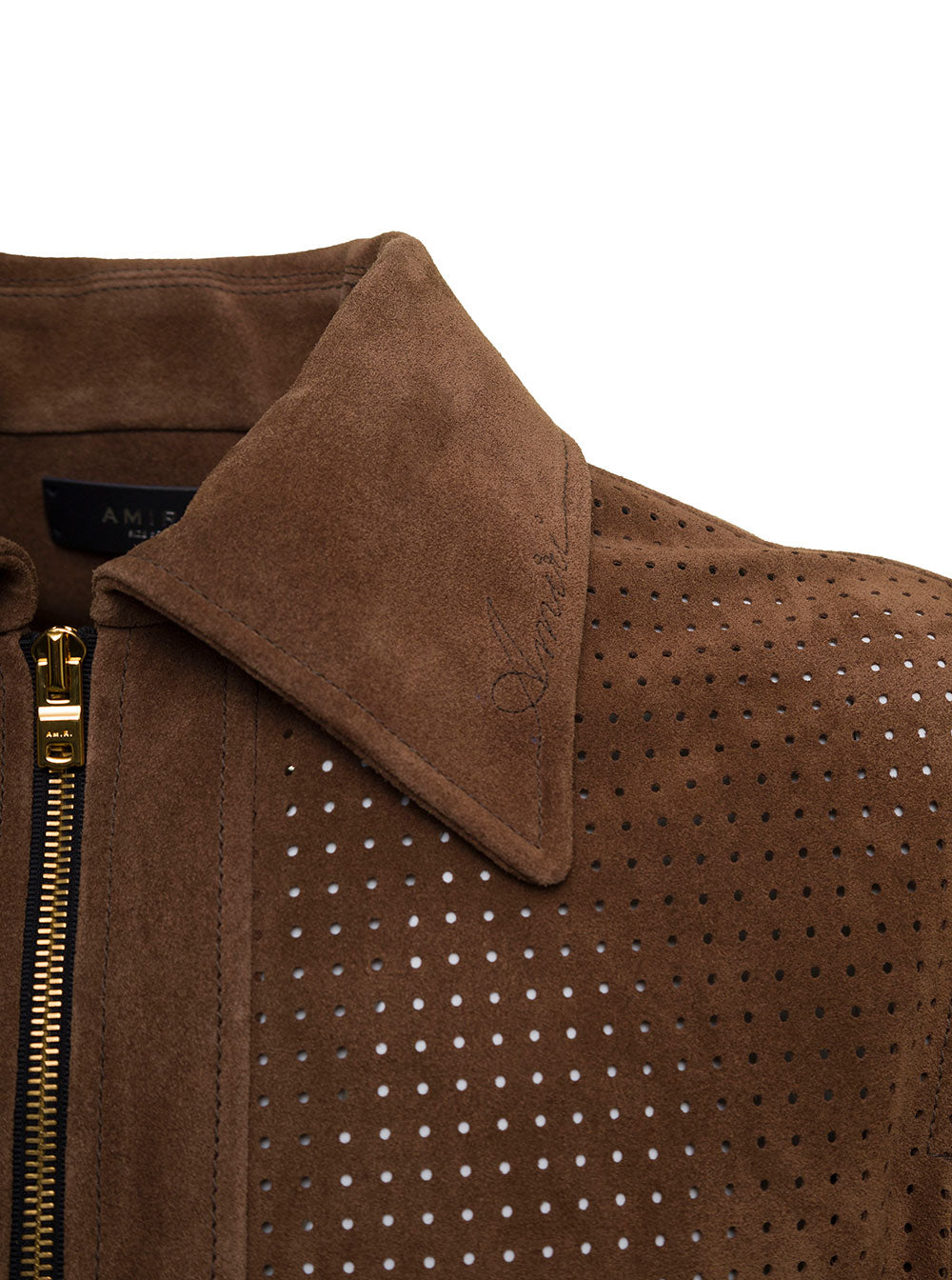 Amiri Mans Brown Suede Leather Jacket Bovine