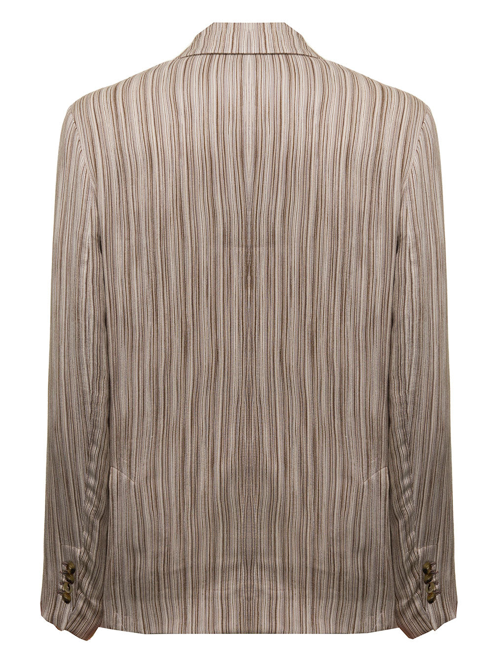 Amiri Mans Double-Breasted Beige Striped Blazer Viscose Silk Blazers