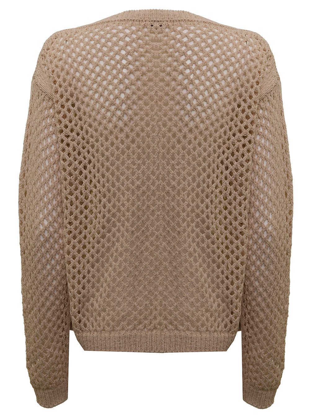 Antonelli Womans Valley Beige Cotton Blend Sweater Polyamide Jersey