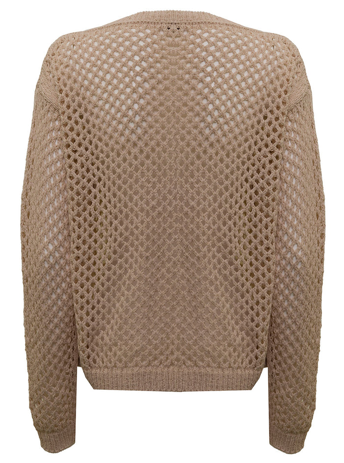 Antonelli Womans Valley Beige Cotton Blend Sweater Polyamide Jersey