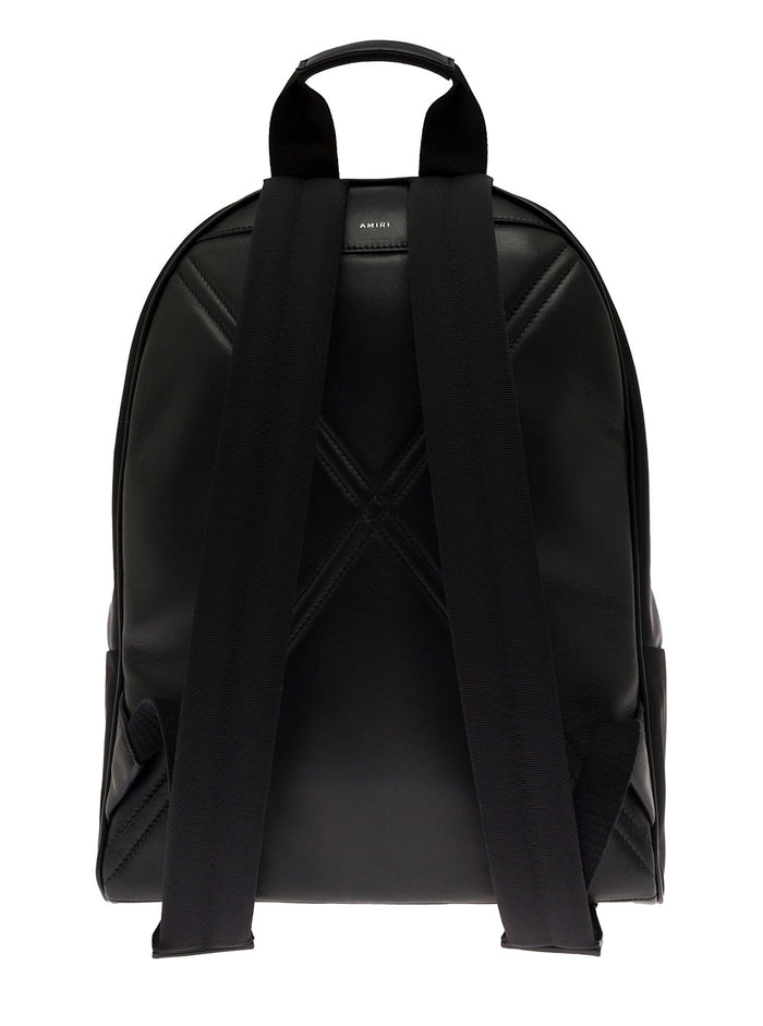 Amiri Mans Black Nylon Backpack With Logo Print Polyamde Backpacks And Belt Bags