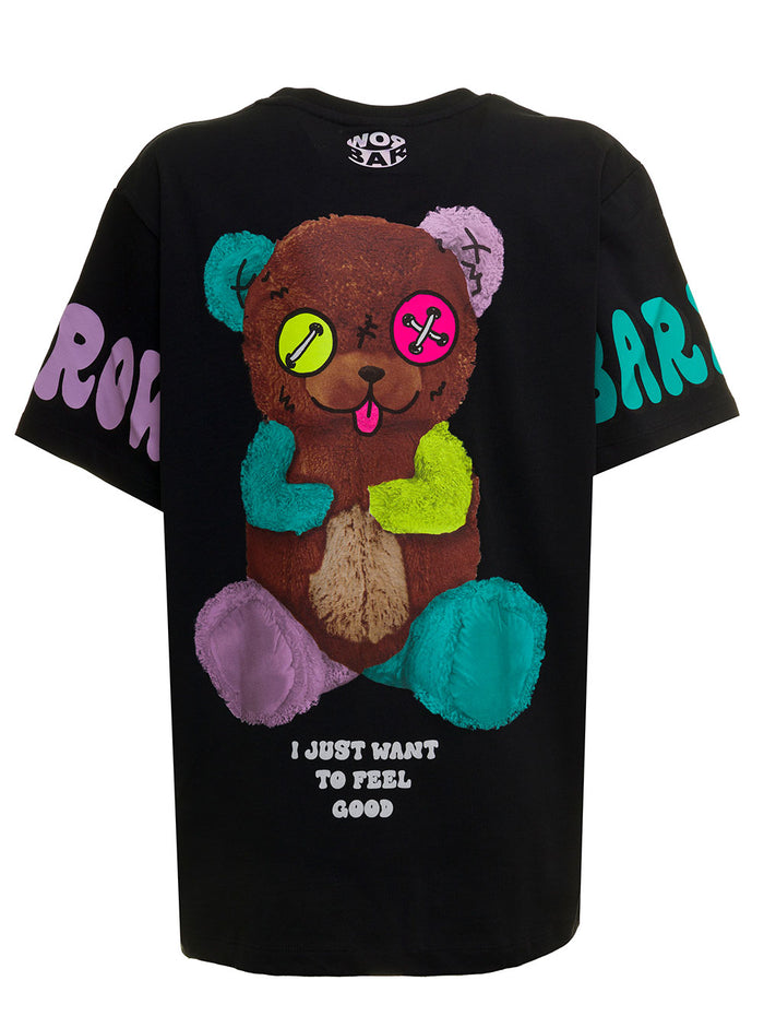 Barrow Man S Black Jersey T-Shirt With Multicolor Prints And Logo Cotton Tshirts Polo Shirts