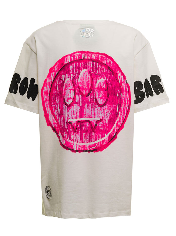 Barrow Mans White Jersey T-Shirt With Print Cotton Tshirts And Polo Shirts