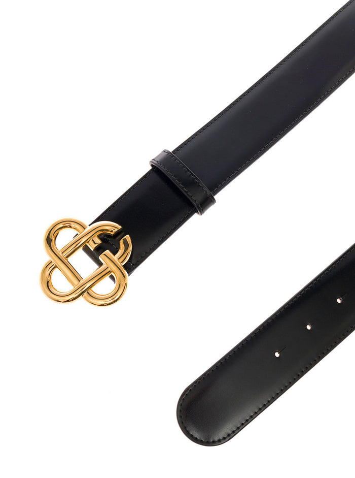 Casablanca Mans Black Leather Belt With Buckle Cc Calf