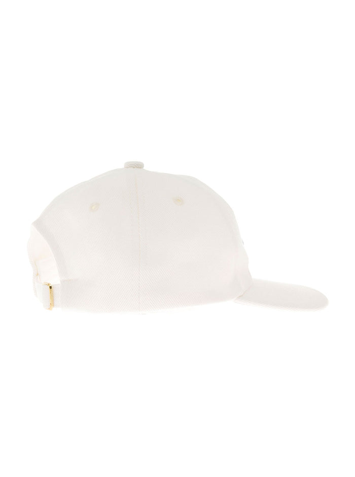 Casablanca Mans White Cotton Hat With Print And Gloves