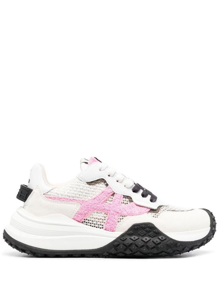 Ash Womans Multicolor Mesh Paneled Sneakers White Suede