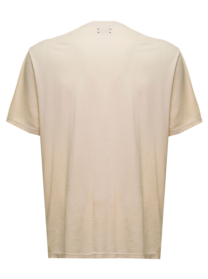 Amiri Mans Cotton Crew Neck T-Shirt With California Print Beige Tshirts And Polo Shirts