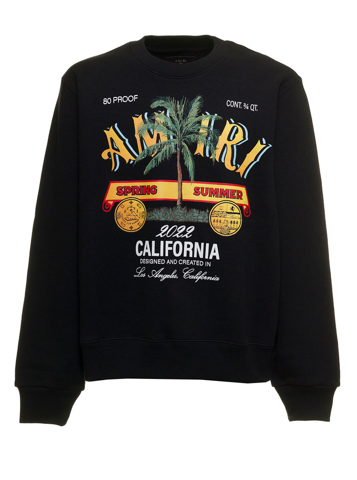 Amiri Man S Black Jersey Sweatshirt With California Print Cotton Sweatshirts