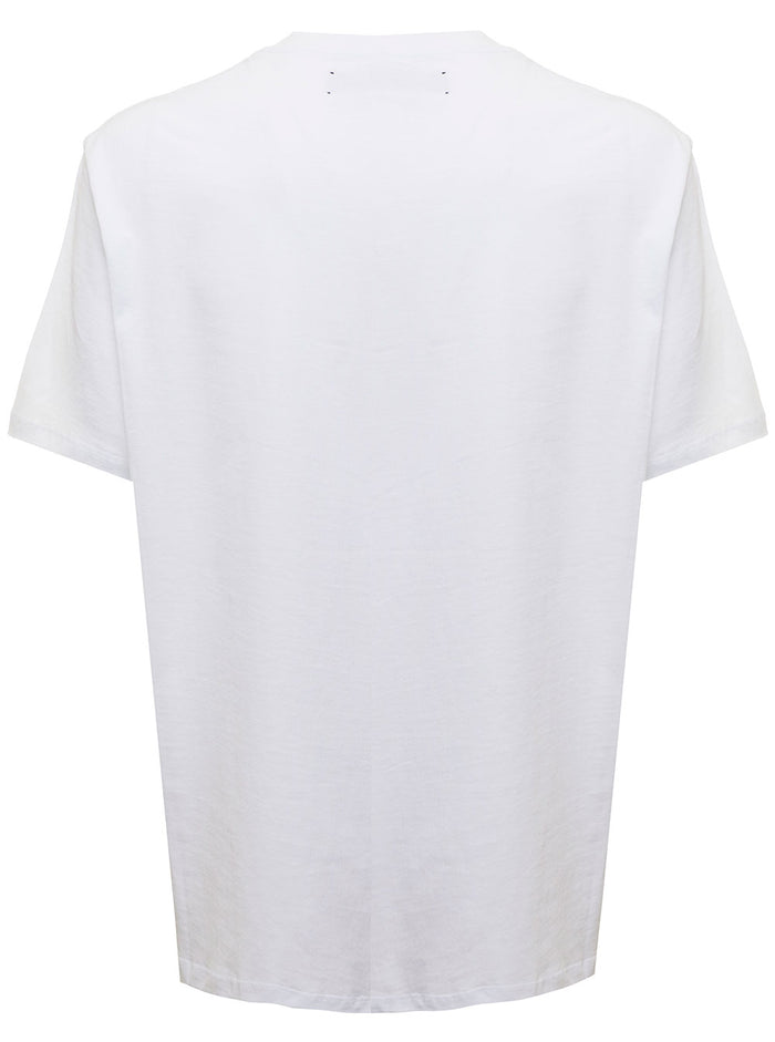 Amiri Mans White Jersey T-Shirt With Logo Print Cotton Tshirts And Polo Shirts