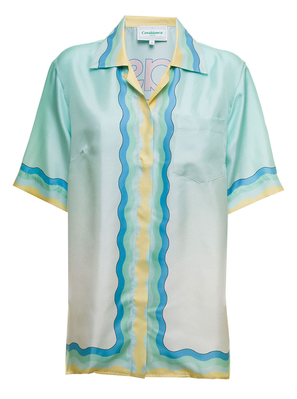 Casablanca Woman S Wavy Printed Multicolor Silk Shirt And Blouses