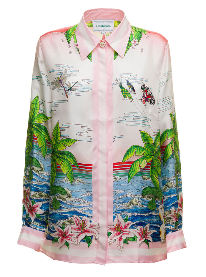 Casablanca Womans Printed Silk Multicolor Shirt Satin And Blouses