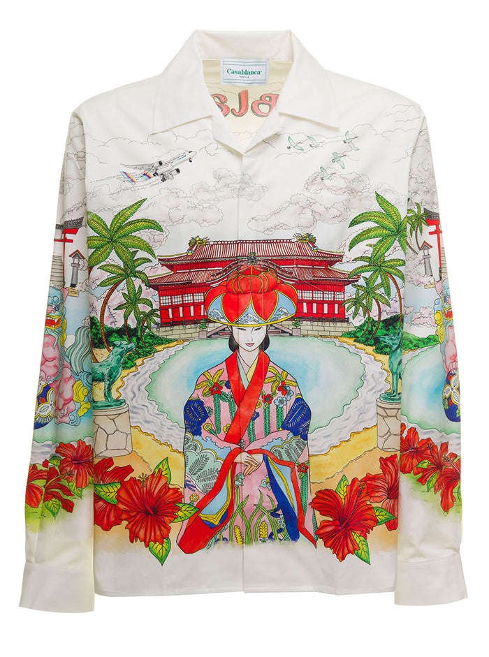 Casablanca Mans Okinawa Linen Multicolor Shirt And Blouses