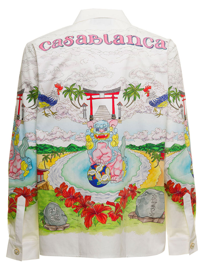 Casablanca Mans Okinawa Linen Multicolor Shirt And Blouses