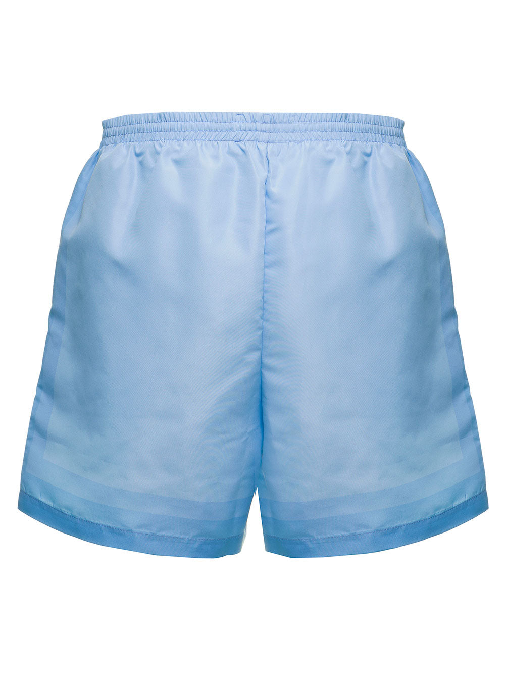 Casablanca Mans Light Blue Nylon Swim Shorts With Logo Patch Blu Beachwear