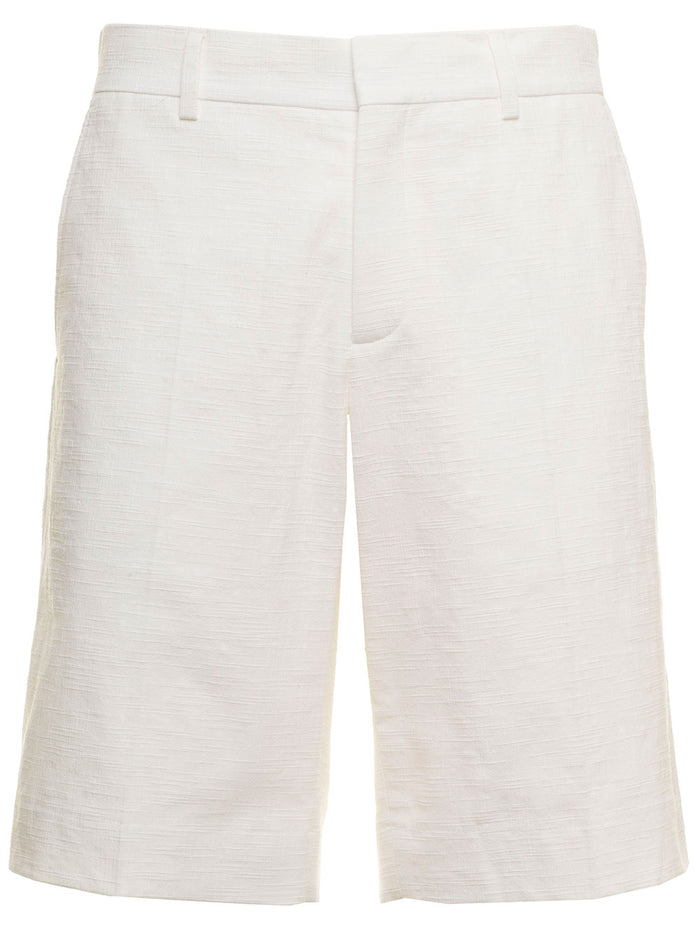 Casablanca Mans White Cotton Bermuda Shorts And