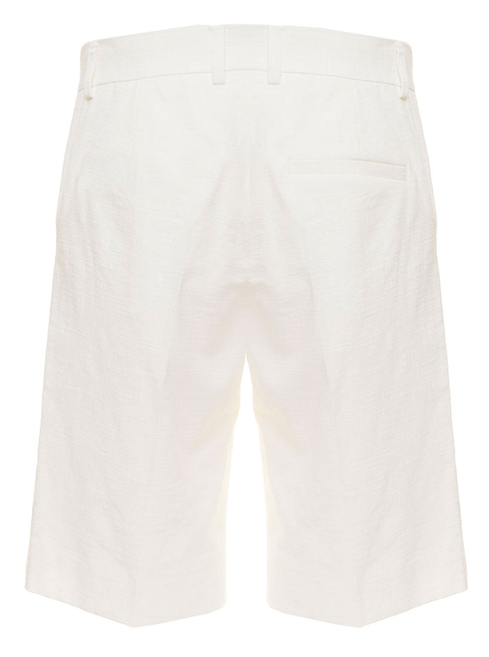 Casablanca Mans White Cotton Bermuda Shorts And