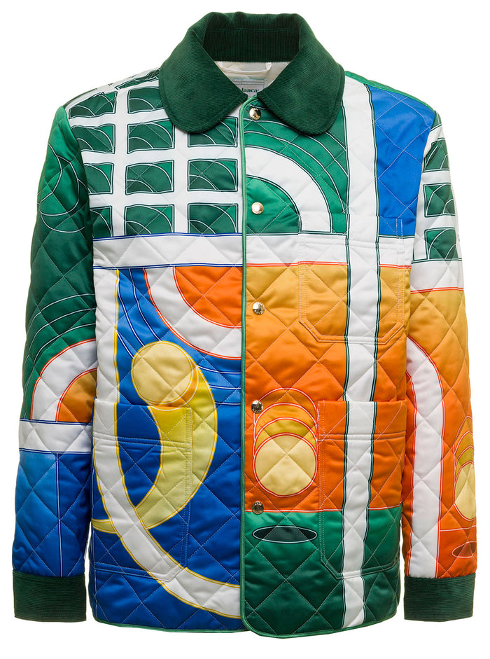 Casablanca Womans Multicolor Quilted Satin Jacket Cotton Blazers
