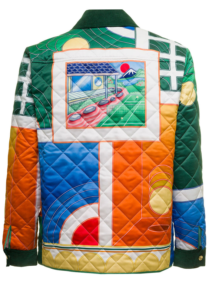 Casablanca Womans Multicolor Quilted Satin Jacket Cotton Blazers
