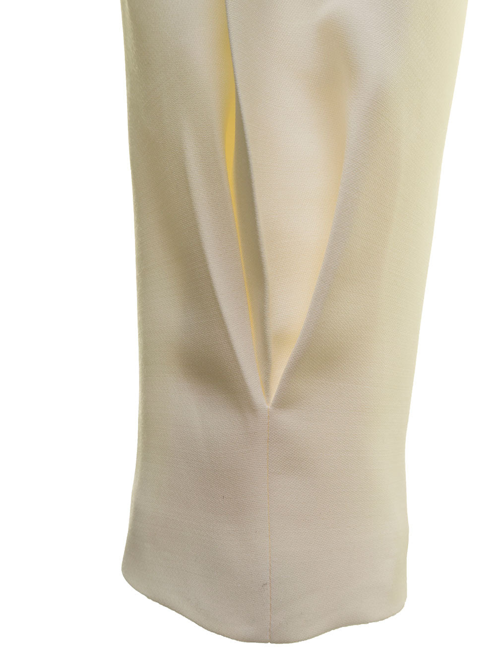 Fendi Womans Palazzo Wool And Silk Tailored Pants White Trousers
