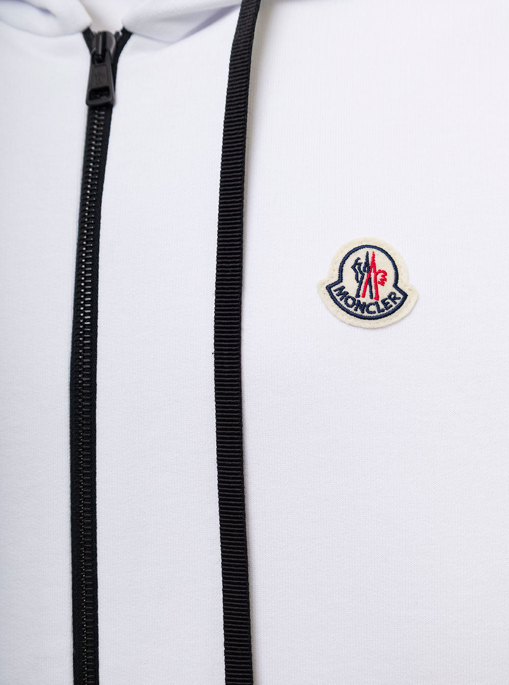 Moncler Mens White Cotton Hoodie With Logo Sweatshirts