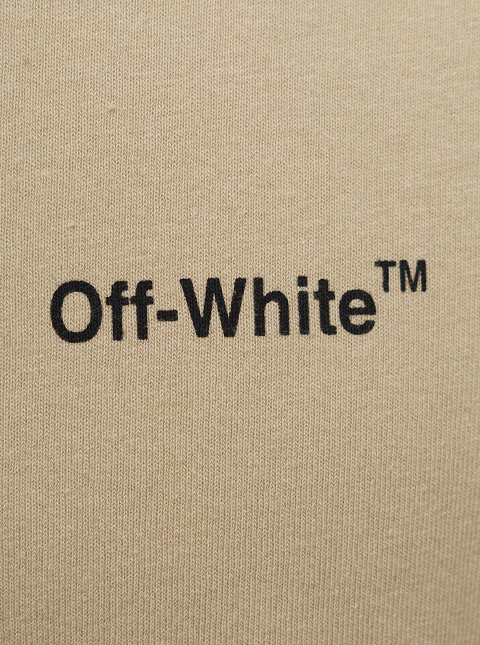 Off White Mans Caravaggio Beige Cotton T-Shirt With Print Tshirts And Polo Shirts